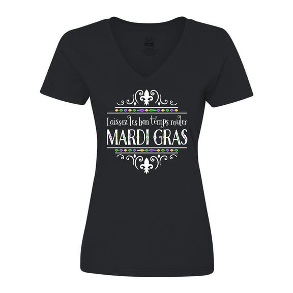 Inktastic Laissez Les Bon Temps Rouler Mardi Gras Women's V-Neck T-Shirt