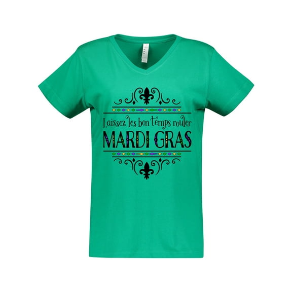 Inktastic Laissez Les Bon Temps Rouler Mardi Gras Women's V-Neck T-Shirt