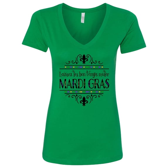 Inktastic Laissez Les Bon Temps Rouler Mardi Gras Women's V-Neck T-Shirt