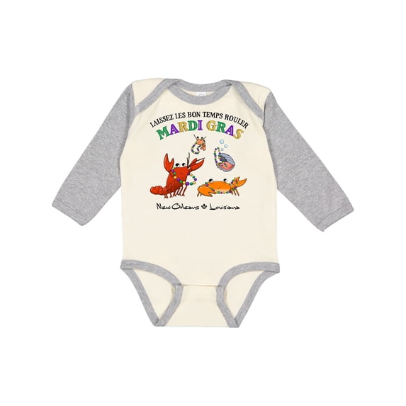Inktastic Laissez les bon temps rouler Mardi Gras Partying Seafood Boys or Girls Long Sleeve Baby Bodysuit