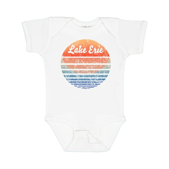 Inktastic Lake Erie Distressed Retro Sunset Boys or Girls Baby Bodysuit