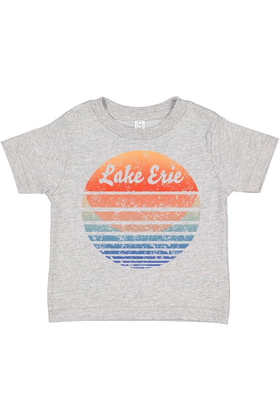 Lake Erie Distressed Retro Sunset Boys or Girls Toddler T-Shirt
