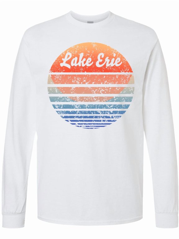 Lake Erie Distressed Retro Sunset Long Sleeve T-Shirt