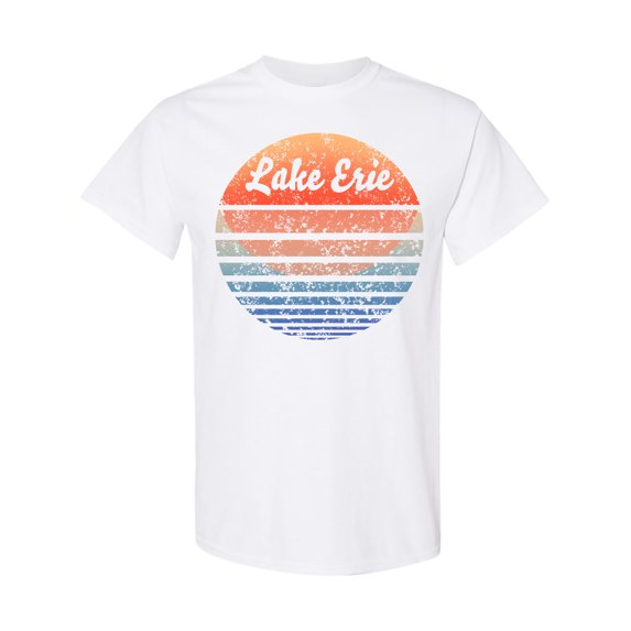Inktastic Lake Erie Distressed Retro Sunset T-Shirt