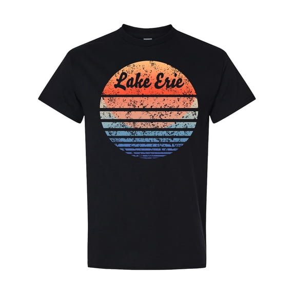 Inktastic Lake Erie Distressed Retro Sunset T-Shirt