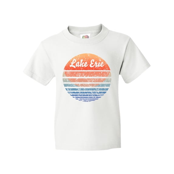 Inktastic Lake Erie Distressed Retro Sunset Youth T-Shirt