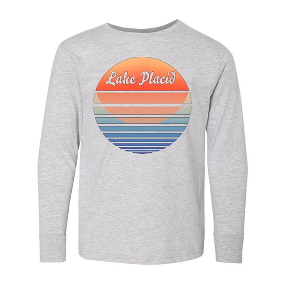 Inktastic Lake Placid Retro Sunset Long Sleeve Youth T-Shirt
