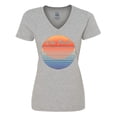 thumbnail image 1 of Inktastic Lake Placid Retro Sunset Women's V-Neck T-Shirt, 1 of 5