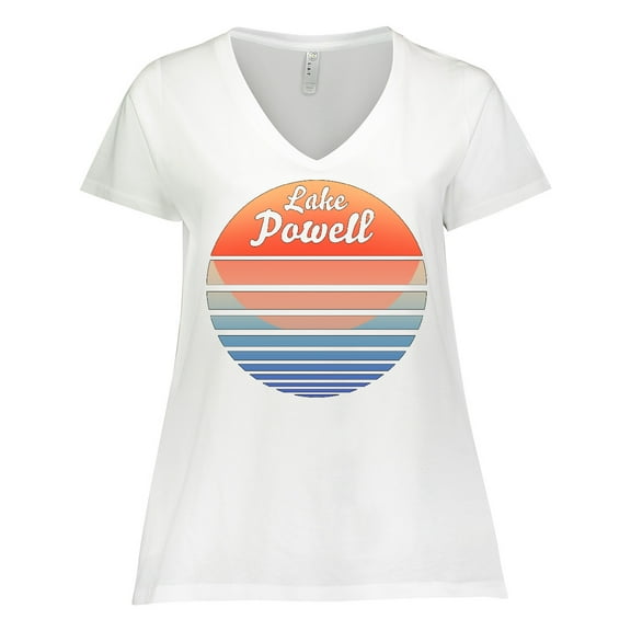 Inktastic Lake Powell Retro Sunset Women's Plus Size V-Neck T-Shirt