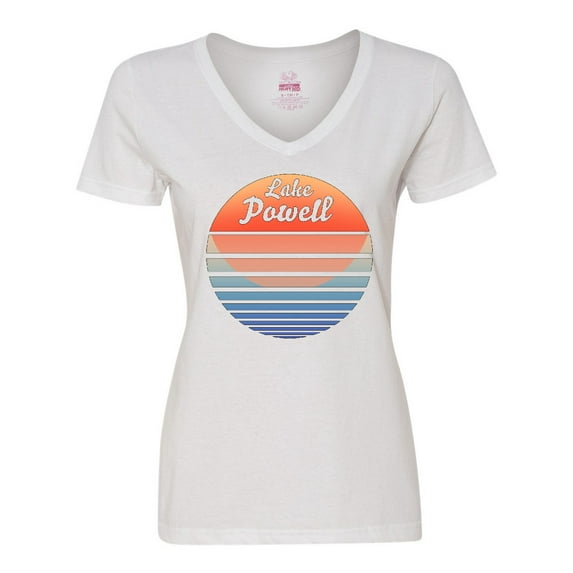 Inktastic Lake Powell Retro Sunset Women's V-Neck T-Shirt