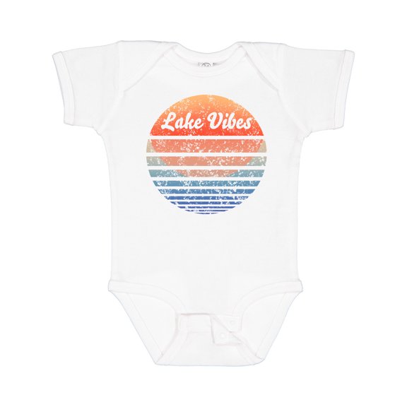 Inktastic Lake Vibes Distressed Retro Sunset Boys or Girls Baby Bodysuit