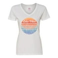 thumbnail image 1 of Inktastic Lake Vibes Distressed Retro Sunset Women's V-Neck T-Shirt, 1 of 5