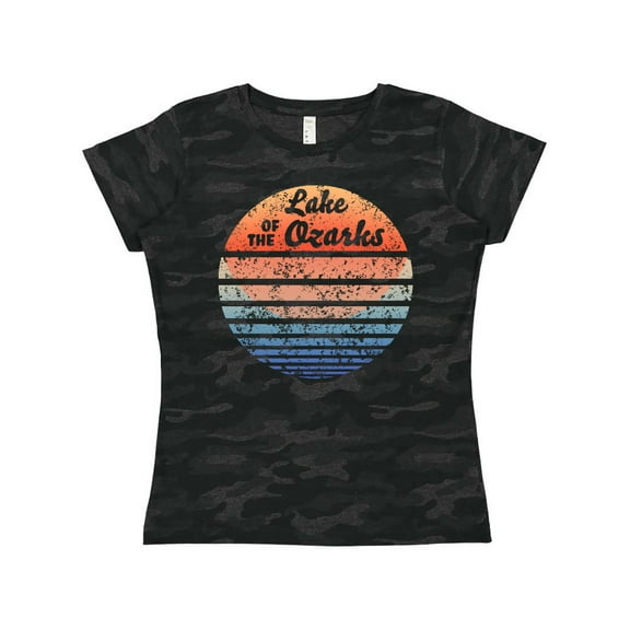 Inktastic Lake of the Ozarks Distressed Retro Sunset Women's T-Shirt