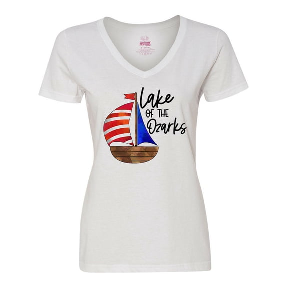 Inktastic Lake of the Ozarks Sailboat Women's V-Neck T-Shirt