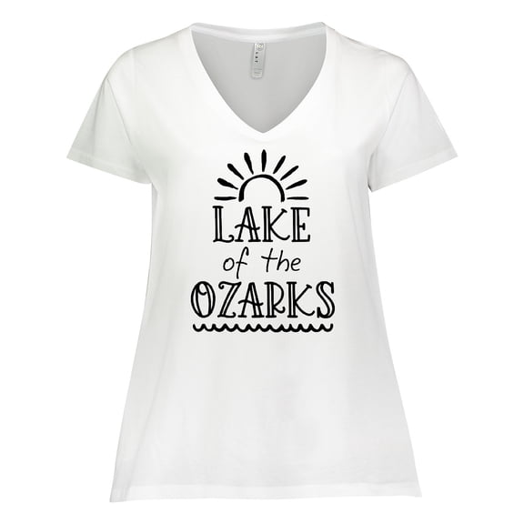 Inktastic Lake of the Ozarks Sun and Lake Women's Plus Size V-Neck T-Shirt