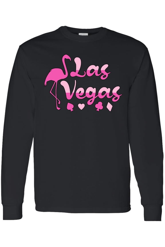 Las Vegas Flamingo Silhouette in Pink Long Sleeve T-Shirt