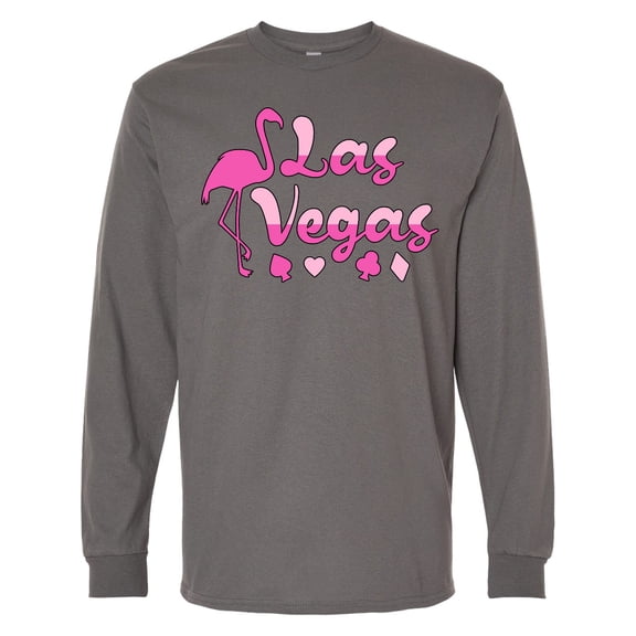 Inktastic Las Vegas Flamingo Silhouette in Pink Long Sleeve T-Shirt