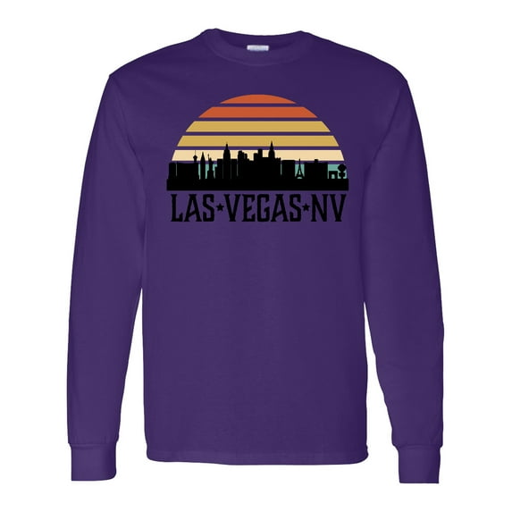 Inktastic Las Vegas Nevada Skyline Retro Long Sleeve T-Shirt