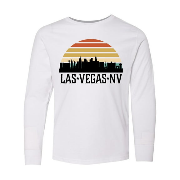 Inktastic Las Vegas Nevada Skyline Retro Long Sleeve Youth T-Shirt