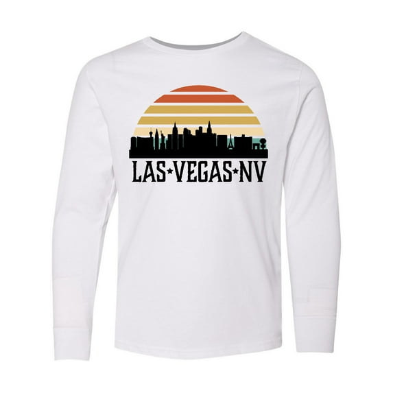 Inktastic Las Vegas Nevada Skyline Retro Long Sleeve Youth T-Shirt