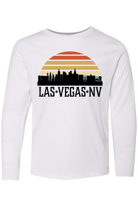 Las Vegas Nevada Skyline Retro Long Sleeve Youth T-Shirt