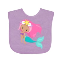 Inktastic Latina Mermaid, Cute Mermaid, Pink Hair, Starfish Girls Baby Bib