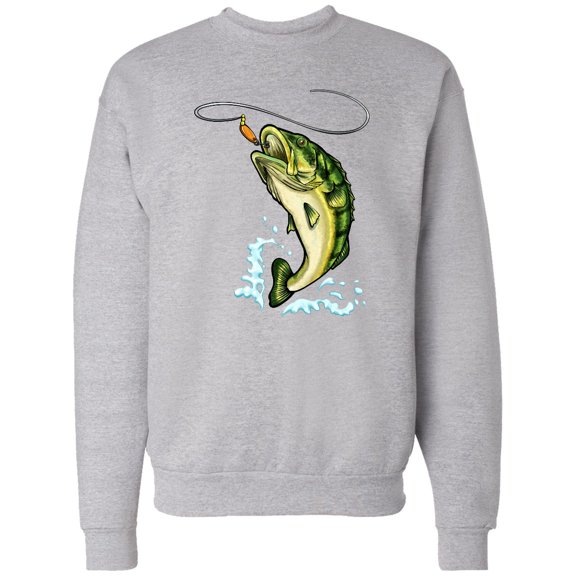 Inktastic Leaping Bass Fish Adult Sweatshirt