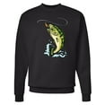 thumbnail image 1 of Inktastic Leaping Bass Fish Adult Sweatshirt, 1 of 4