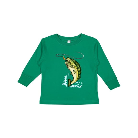 Inktastic Leaping Bass Fish Boys or Girls Long Sleeve Toddler T-Shirt