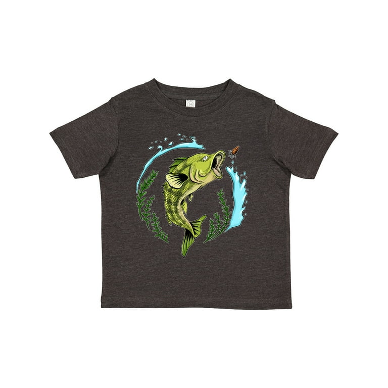 Inktastic Leaping Bass Fish- Fishing Illustration Boys or Girls Toddler  T-Shirt