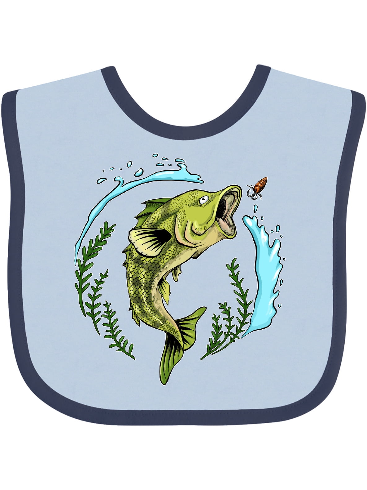 Inktastic Leaping Bass Fish Fishing Illustration Gift Baby Boy or Baby Girl Bib