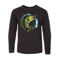 thumbnail image 1 of Inktastic Leaping Bass Fish Fishing Illustration Long Sleeve Youth T-Shirt, 1 of 5