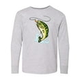thumbnail image 1 of Inktastic Leaping Bass Fish Long Sleeve Youth T-Shirt, 1 of 5