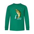 thumbnail image 1 of Inktastic Leaping Bass Fish Long Sleeve Youth T-Shirt, 1 of 5