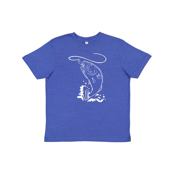 Inktastic Leaping Bass Fish White Outline Youth T-Shirt