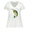 thumbnail image 1 of Inktastic Leaping Bass Fish Women's Plus Size V-Neck T-Shirt, 1 of 5
