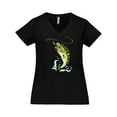 thumbnail image 1 of Inktastic Leaping Bass Fish Women's Plus Size V-Neck T-Shirt, 1 of 5