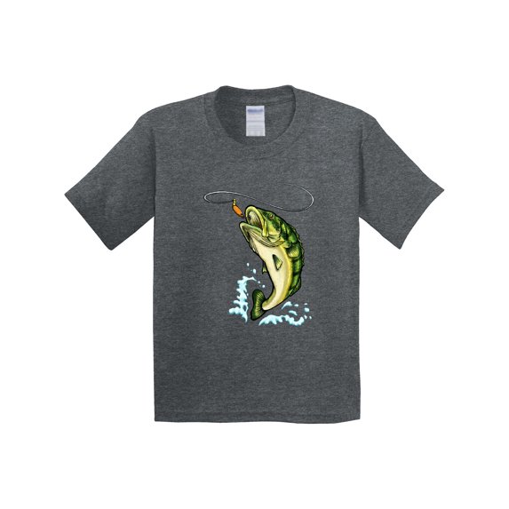 Inktastic Leaping Bass Fish Youth T-Shirt