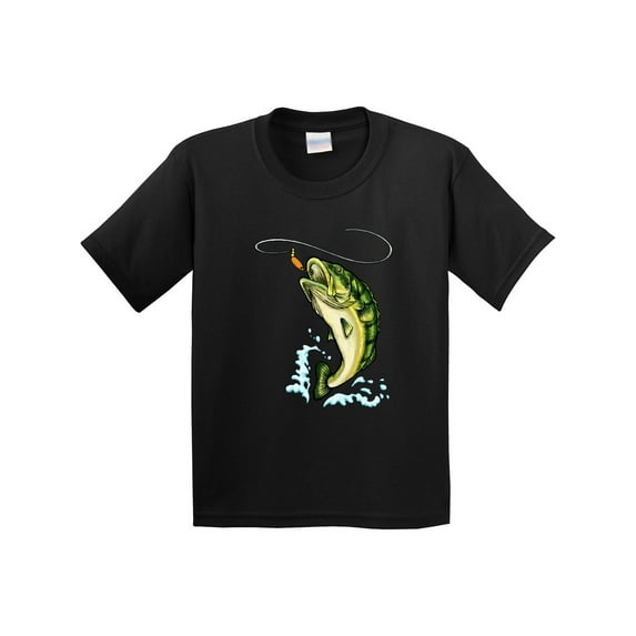 Inktastic Leaping Bass Fish Youth T-Shirt