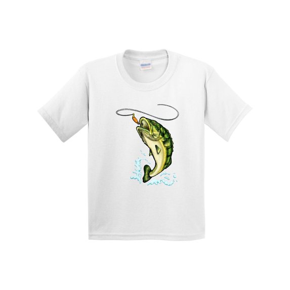 Inktastic Leaping Bass Fish Youth T-Shirt