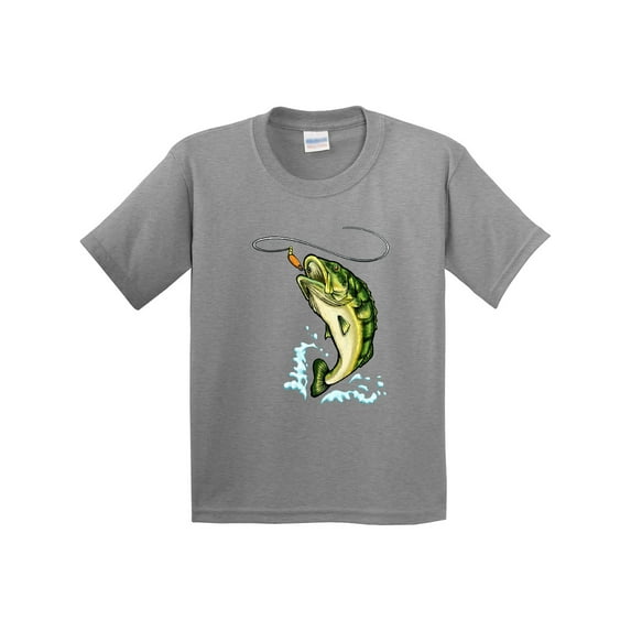 Inktastic Leaping Bass Fish Youth T-Shirt