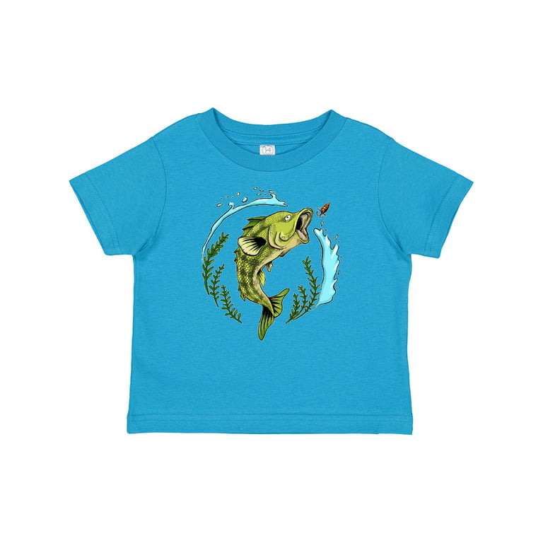 Inktastic Leaping Bass Fish- fishing illustration Boys or Girls Baby T-Shirt  