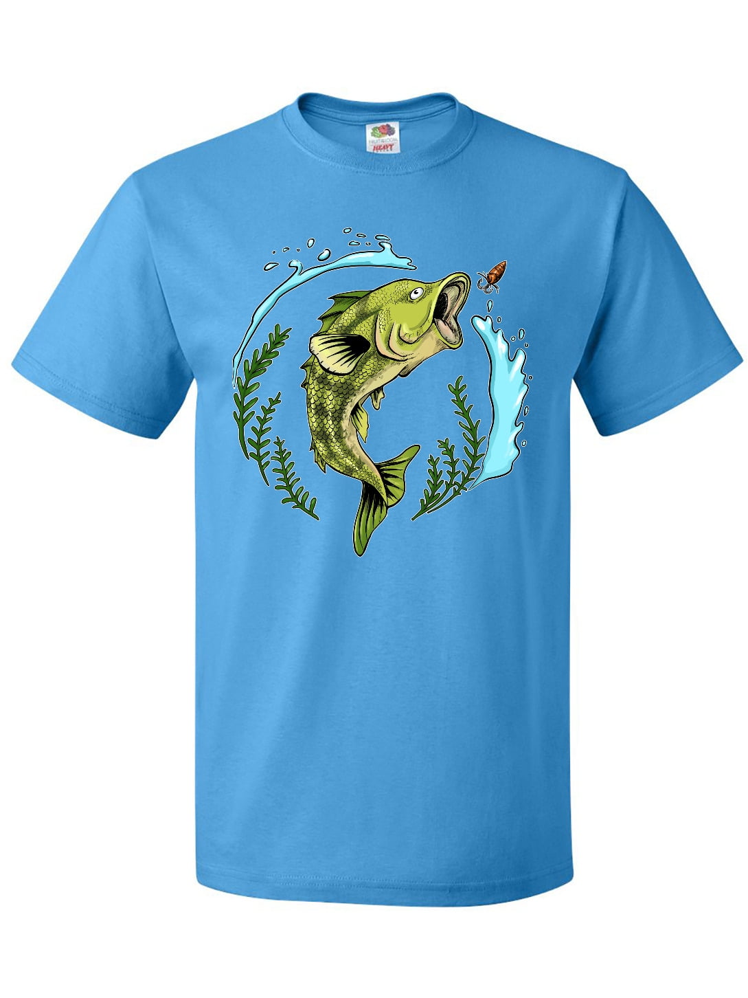 Inktastic Leaping Bass Fish- fishing illustration T-Shirt 