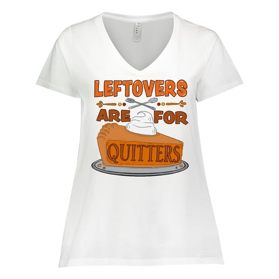 Inktastic Leftovers are for Quitters with Pumpkin Pie Women's Plus Size V-Neck T-Shirt