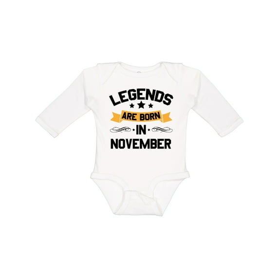 Inktastic Legends Are Born in November Boys or Girls Long Sleeve Baby Bodysuit