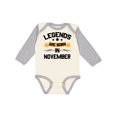 thumbnail image 1 of Inktastic Legends Are Born in November Boys or Girls Long Sleeve Baby Bodysuit, 1 of 5