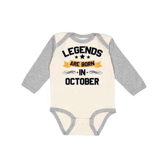 Inktastic Legends Are Born in October Boys or Girls Long Sleeve Baby Bodysuit