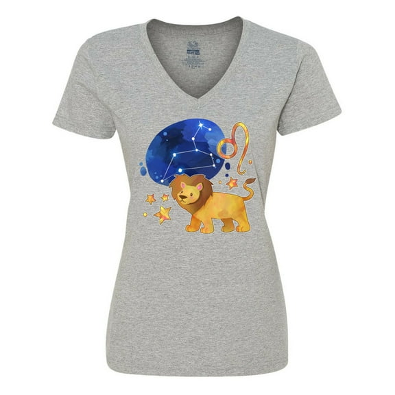 Inktastic Leo Constellation Zodiac Sign Illustration Women's V-Neck T-Shirt