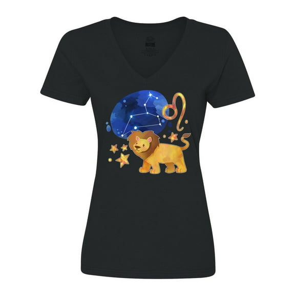 Inktastic Leo Constellation Zodiac Sign Illustration Women's V-Neck T-Shirt