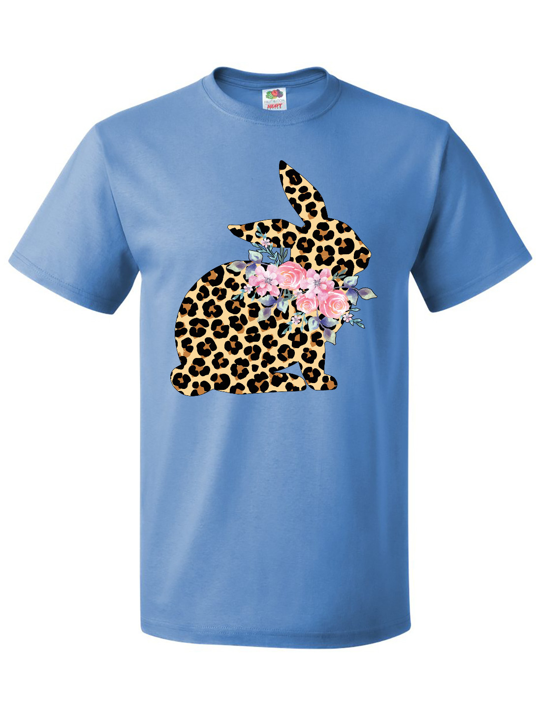 Inktastic Leopard Print Bunny Flowers T-Shirt - image 1 of 4